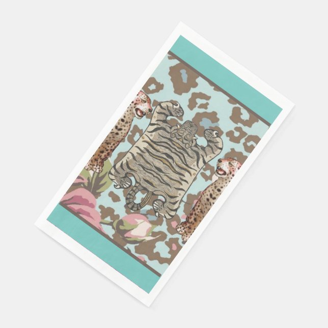 Leopard Tiger Chinoiserie Doormat Mat Rug Serviette (Ecke)
