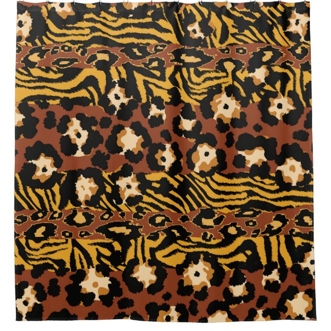 Leopard, Tigerhäute, wildes Muster. Duschvorhang (Vorderseite)