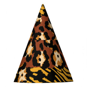 Leopard, Tigerhäute, wildes Muster. Partyhütchen