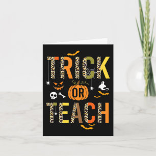 Leopard Trick oder Teach Halloween School Fall Aut Karte