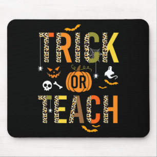 Leopard Trick oder Teach Halloween School Fall Aut Mousepad