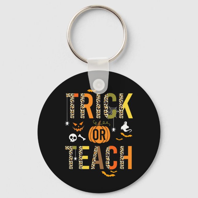 Leopard Trick oder Teach Halloween School Fall Aut Schlüsselanhänger (Vorderseite)