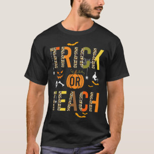 Leopard Trick oder Teach Halloween School Fall Aut T-Shirt