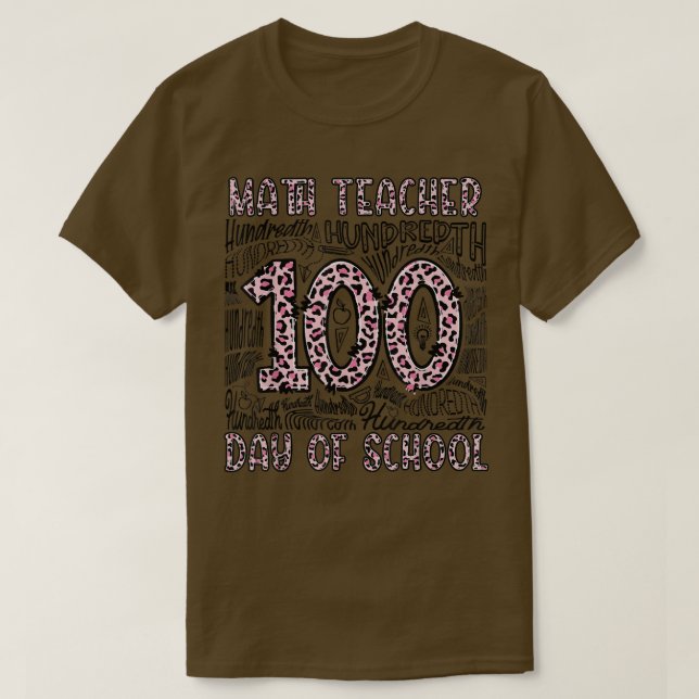 Leopard Typografie 100. Schulmathematiktag T-Shirt (Design vorne)