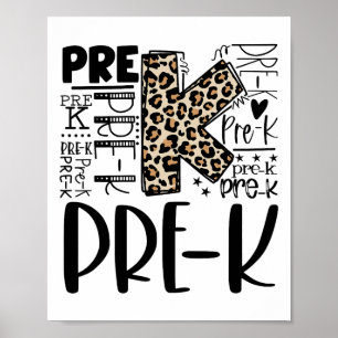Leopard Typografie Prek CK to School Teacher Kids Poster