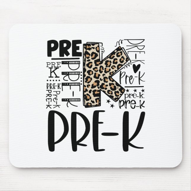 Leopard-Typografie Prek Ck Zur Schule Lehrer Kinde Mousepad (Vorne)