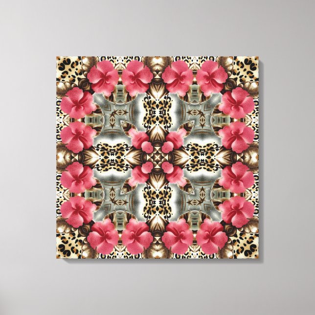 Leopard und Blume Leinwanddruck (Vorderseite)