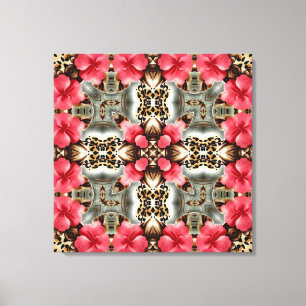 Leopard und Blume Leinwanddruck