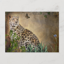 Leopard und Butterfly Digital-Malerei Postkarte
