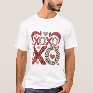 Leopard und Glitter XOXO Muster T-Shirt