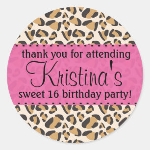 Leopard und Hot Pink Runder Aufkleber