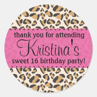 Leopard und Hot Pink Runder Aufkleber