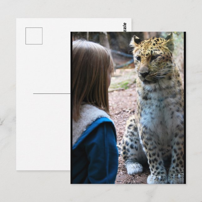 Leopard und Kind Postkarte (Vorne/Hinten)