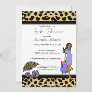Leopard und Lilac Print African American Mommy Einladung