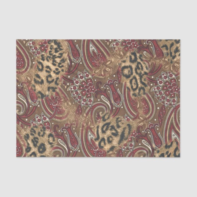 Leopard und Paisley-Muster-Druck Seidenpapier (Vorderseite)