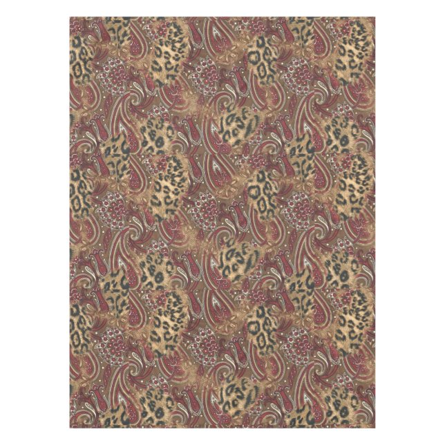Leopard und Paisley-Muster-Druck Tischdecke (Vorderseite)