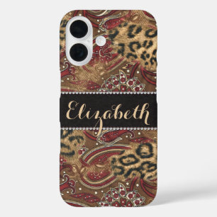 Leopard und Paisley Muster drucken, um sich zu per iPhone 16 Hülle