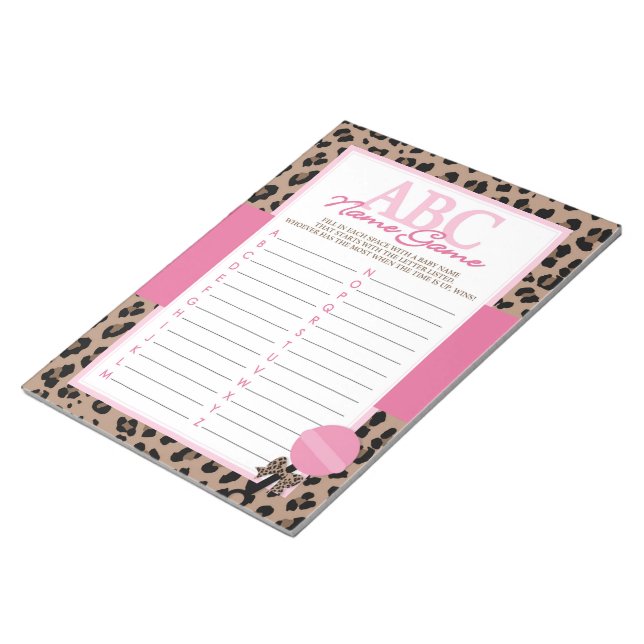 Leopard und Pink ABC Baby Name Game Pack Notizblock (angewinkelt)