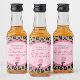 Leopard und Pink Baby Dusche Alkoholflaschenetikett