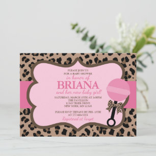 Leopard und Pink Baby Dusche Einladung