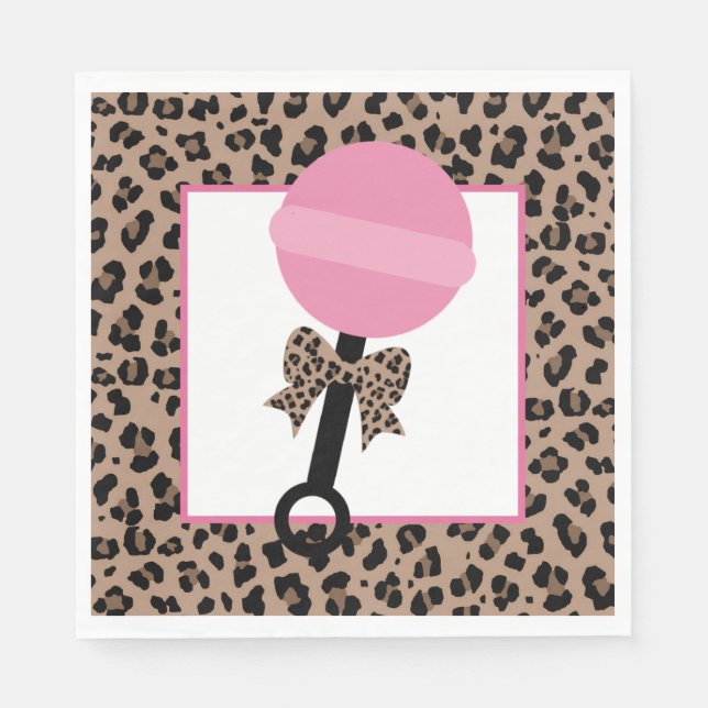 Leopard und Pink Baby Dusche Serviette (Vorderseite)