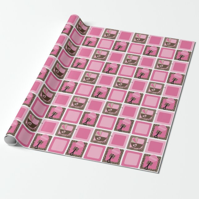Leopard und Pink Baby Duschpapier Geschenkpapier (Ungerollt)