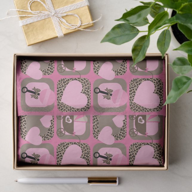 Leopard und Pink Baby Gemustert Seidenpapier (Geschenk)