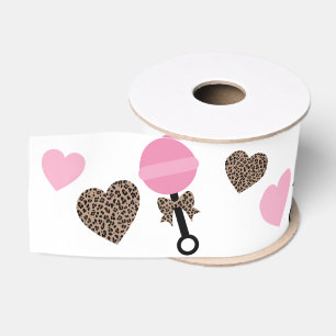 Leopard und Pink Baby Rattle Ripsband