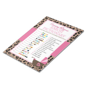 Leopard und Pink Emoji Kinderzimmer Rhyme Duschspi Notizblock