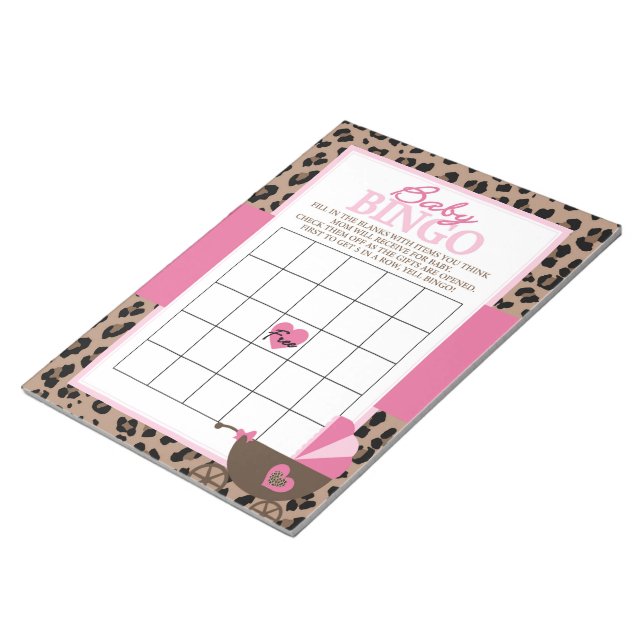 Leopard und Pink Gift Bingo Baby Showspiel Pack Notizblock (angewinkelt)