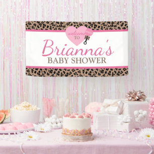 Leopard und rosa Babyparty-Willkommen Banner