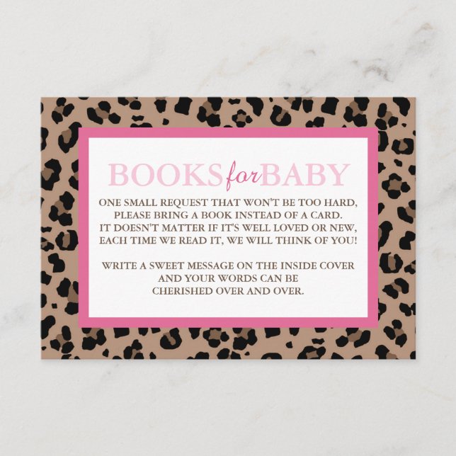 Leopard und rosa Bücher für Baby Begleitkarte (Vorderseite)