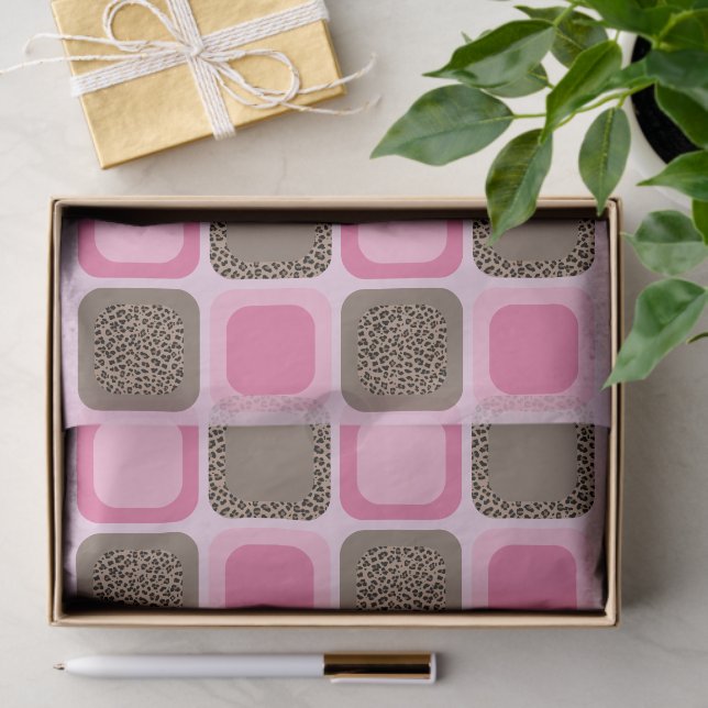 Leopard und Rosa Gemustert Seidenpapier (Geschenk)