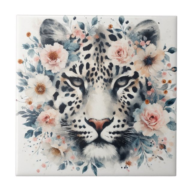 Leopard und Rose Fliese (Vorderseite)