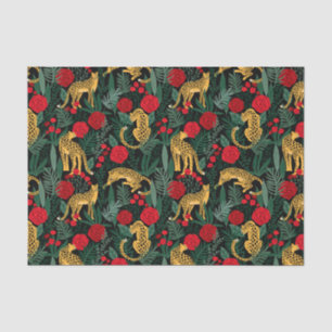 Leopard und Rosen Seidenpapier