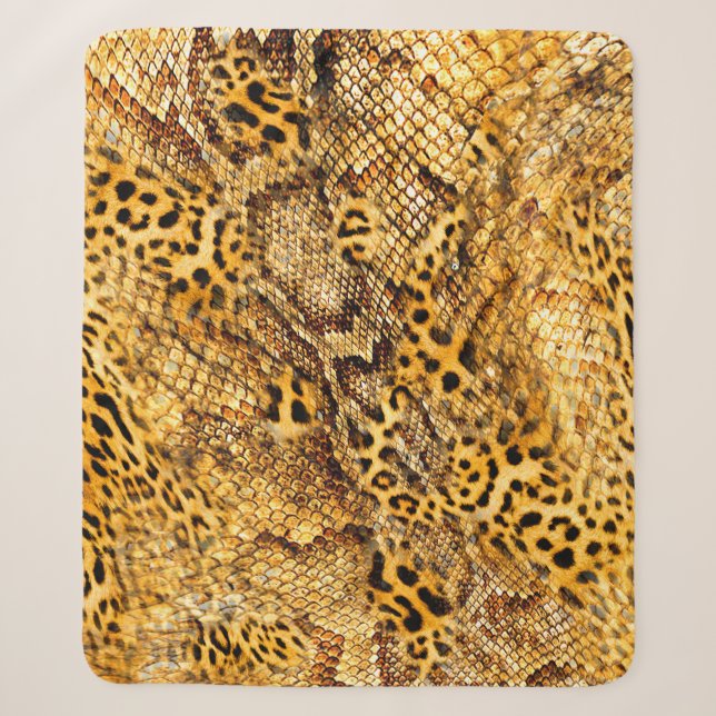 Leopard- und Schlangenmuster Sherpadecke (Vorderseite)