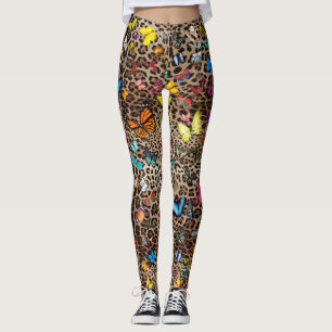 Leopard und Schmetterlinge Leggings