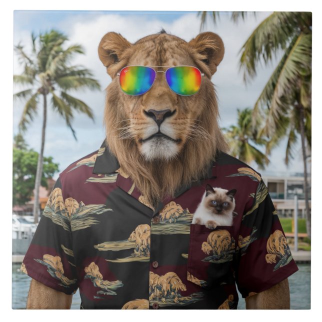 Leopard und Siamkatze Dekorative Fliesen (Vorderseite)