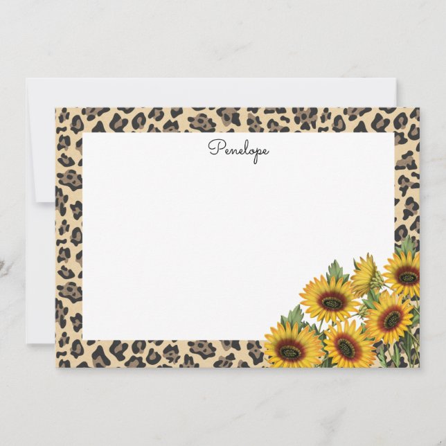 Leopard und Sonnenblumen Mitteilungskarte (Vorderseite)