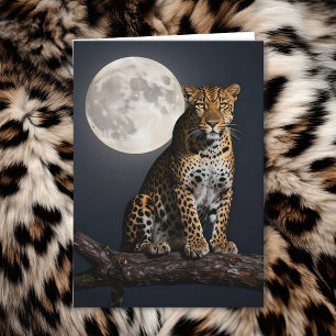 Leopard und Vollmond Alles Gute zum Geburtstag E Karte