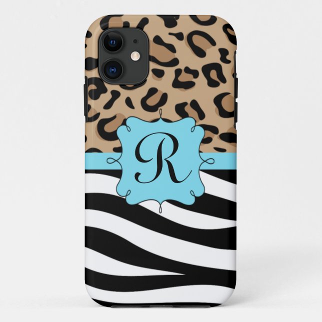 Leopard und Zebra drucken personalisiertes Case-Mate iPhone Hülle (Rückseite)