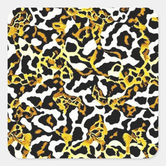 Leopard und Zebra Fur Print Pattern Quadratischer Aufkleber (Vorderseite)