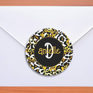 Leopard und Zebra Fur Print Personalisiert Runder Aufkleber