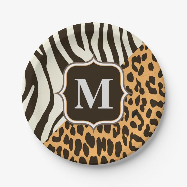 Leopard und Zebra Pappteller (Vorderseite)