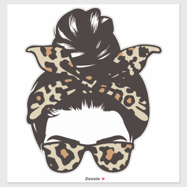 Leopard-Unordentlicher-Dutt-Aufkleber – Tierprint- Aufkleber (Blatt)