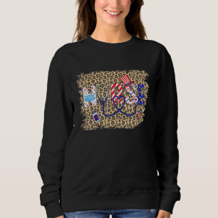 Leopard US American Flag Nurse Mama Nursing Regist Sweatshirt
