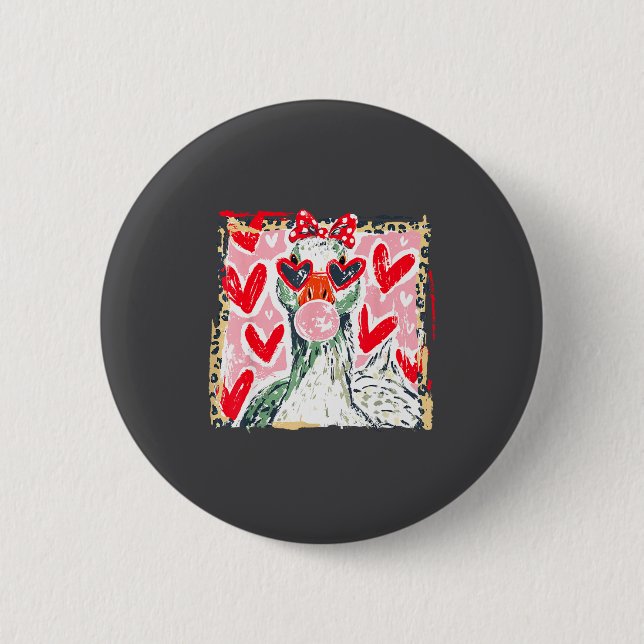 Leopard Valentine's Day Goose Cute Animal Couple M Button (Vorderseite)