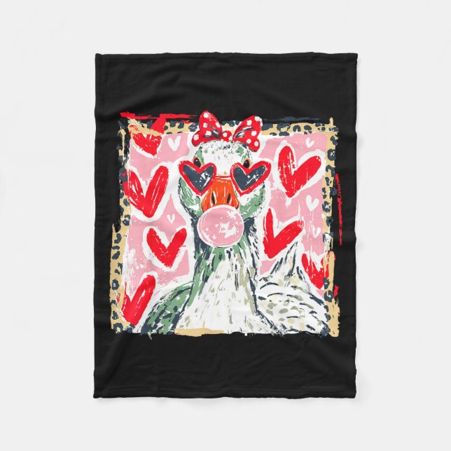 Leopard Valentine's Day Goose Cute Animal Couple M Fleecedecke (Vorderseite)