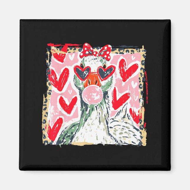 Leopard Valentine's Day Goose Cute Animal Couple M Magnet (Vorne)