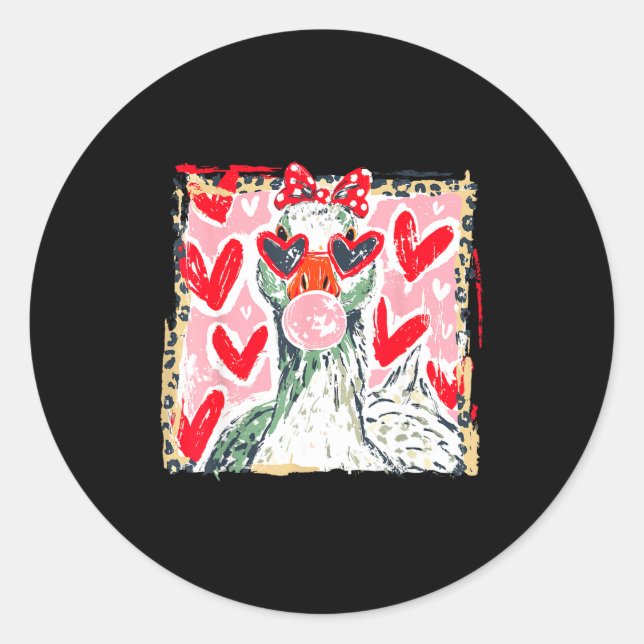 Leopard Valentine's Day Goose Cute Animal Couple M Runder Aufkleber (Vorderseite)